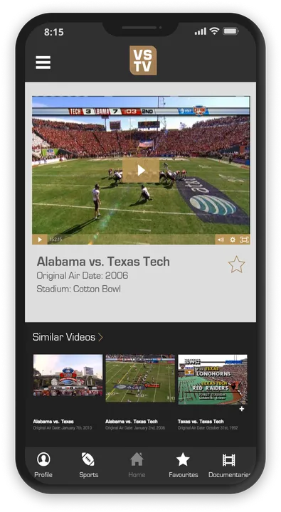 Vintage Sports video streaming app built by SoftLocal